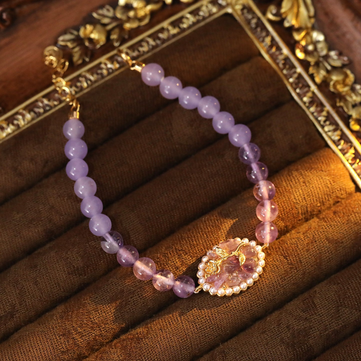 Lavender Crystal Rose Bracelet