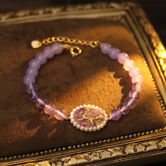 Lavender Crystal Rose Bracelet