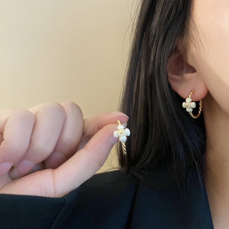Camellia Hoop Earrings