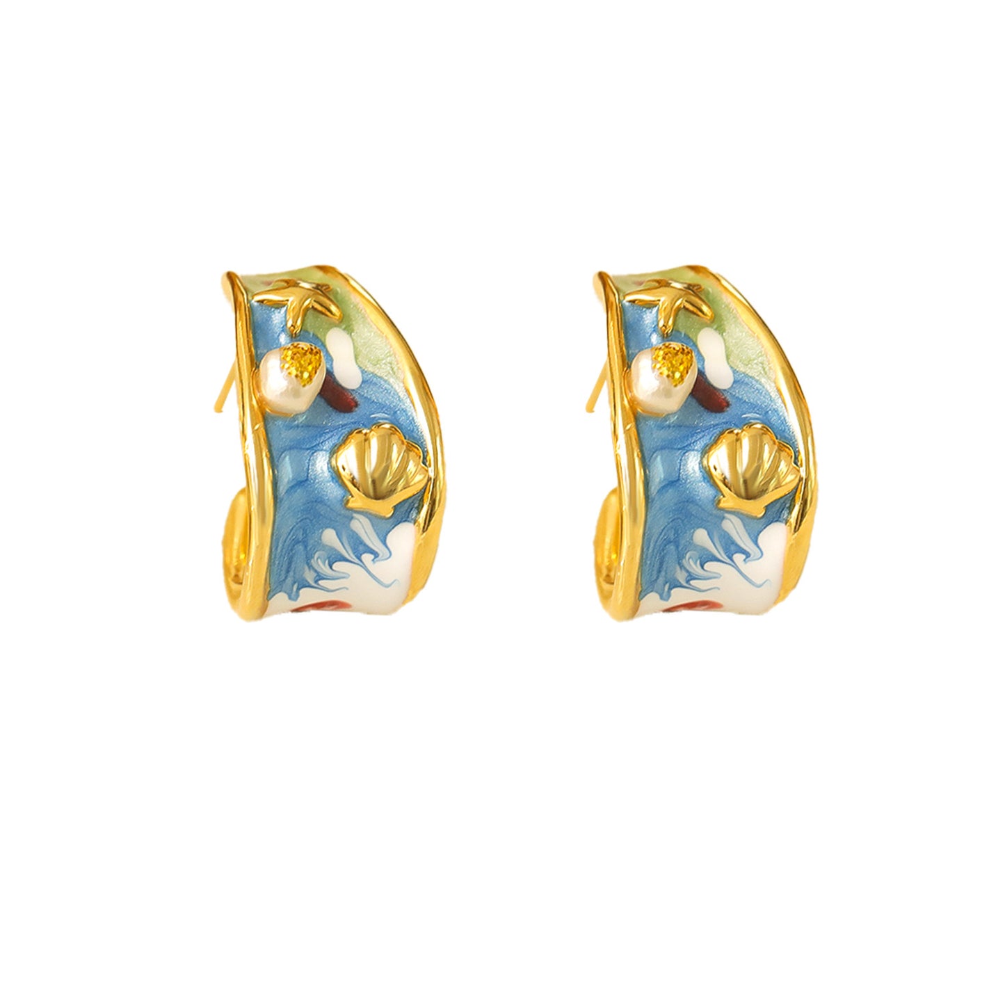 Starfish Hoop Studs