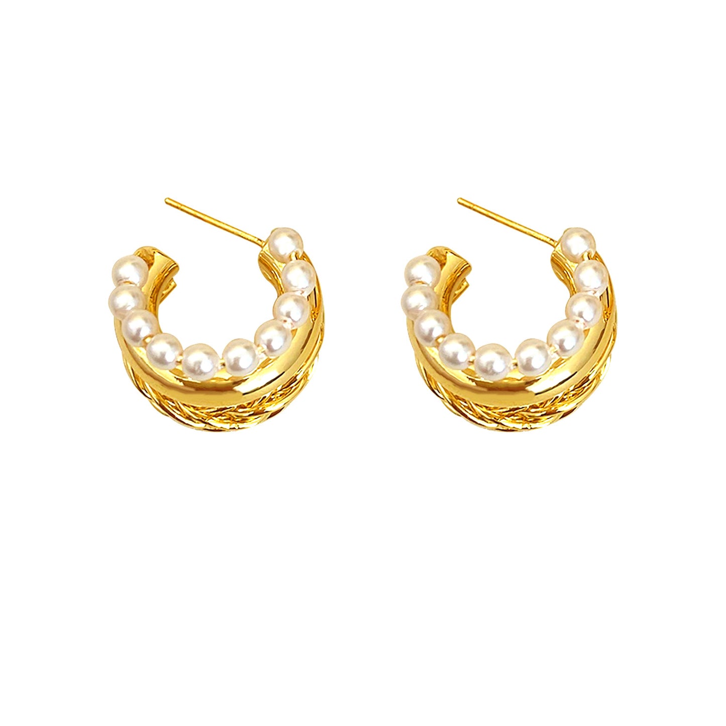 Twist Arc Pearl Earrings