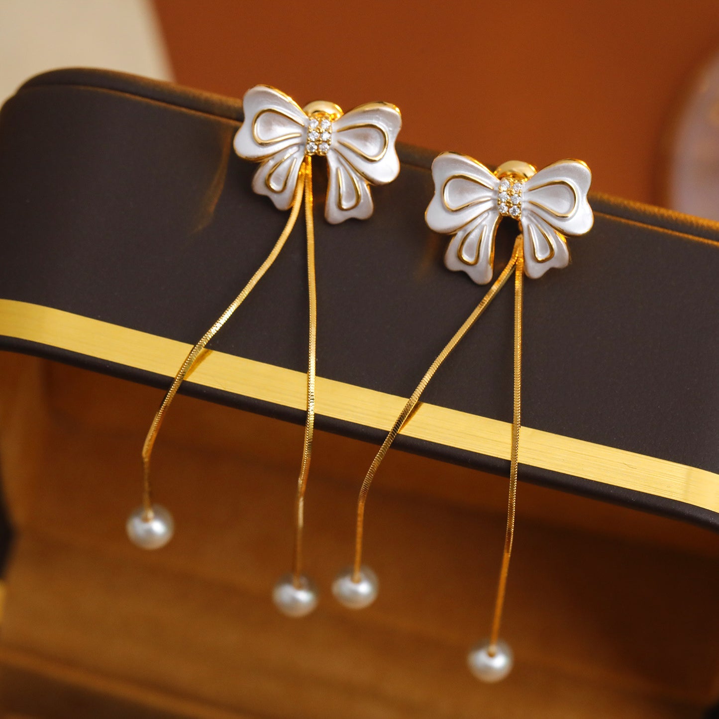 Bow Tie Tassel Earrings