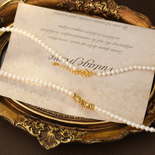 Gold Charms Pearl Necklace