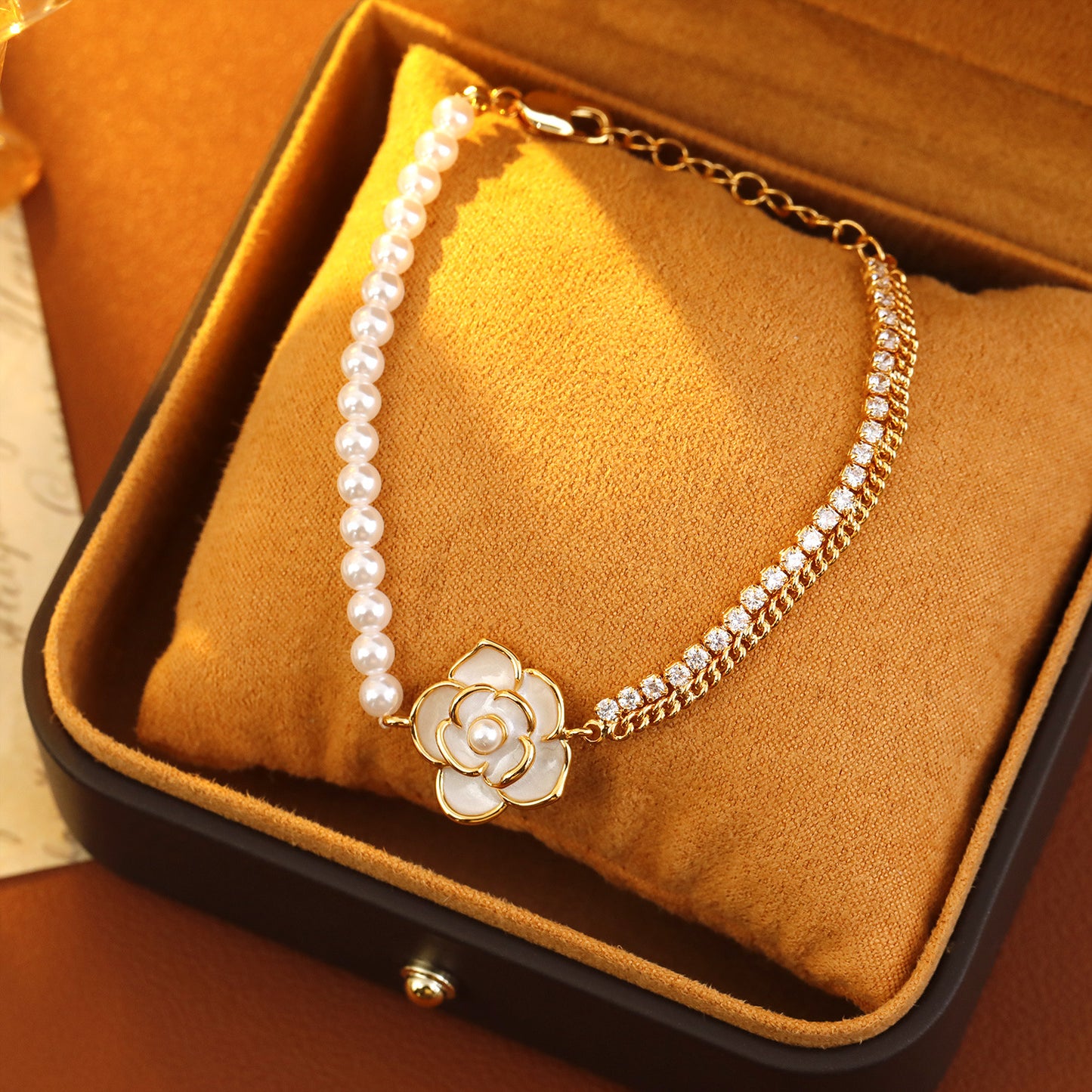 Camellia Floral Charm Bracelet
