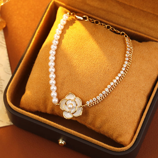 Camellia Floral Charm Bracelet