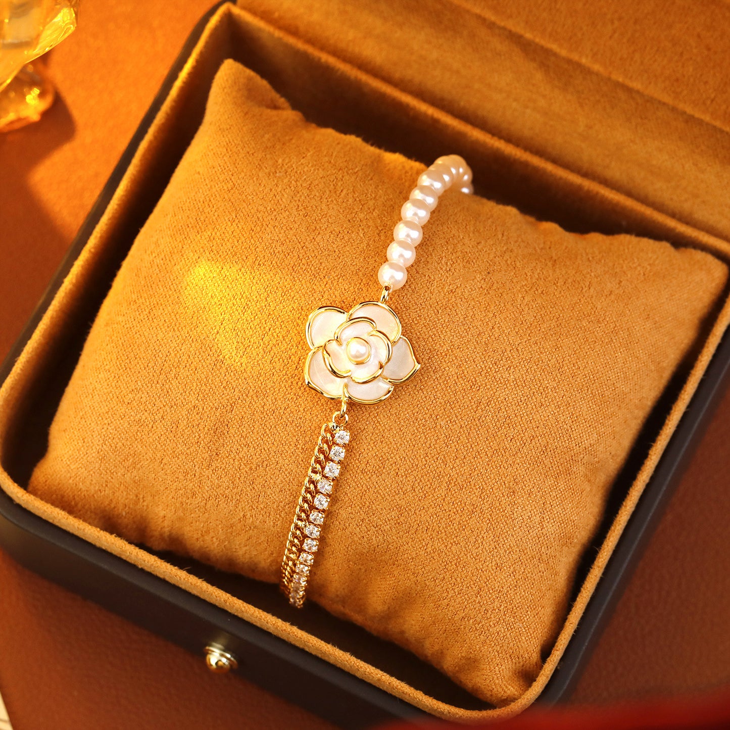 Camellia Floral Charm Bracelet