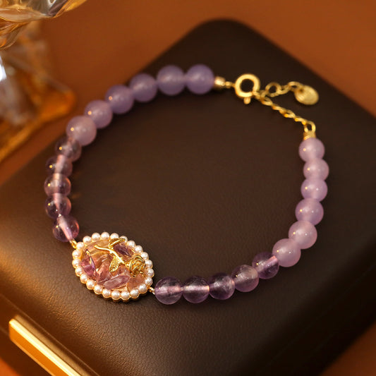 Lavender Crystal Rose Bracelet