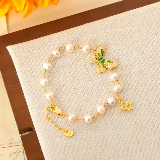 Freshwater Pearl Butterfly Bracelet