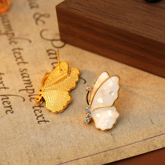 White Butterfly Studs
