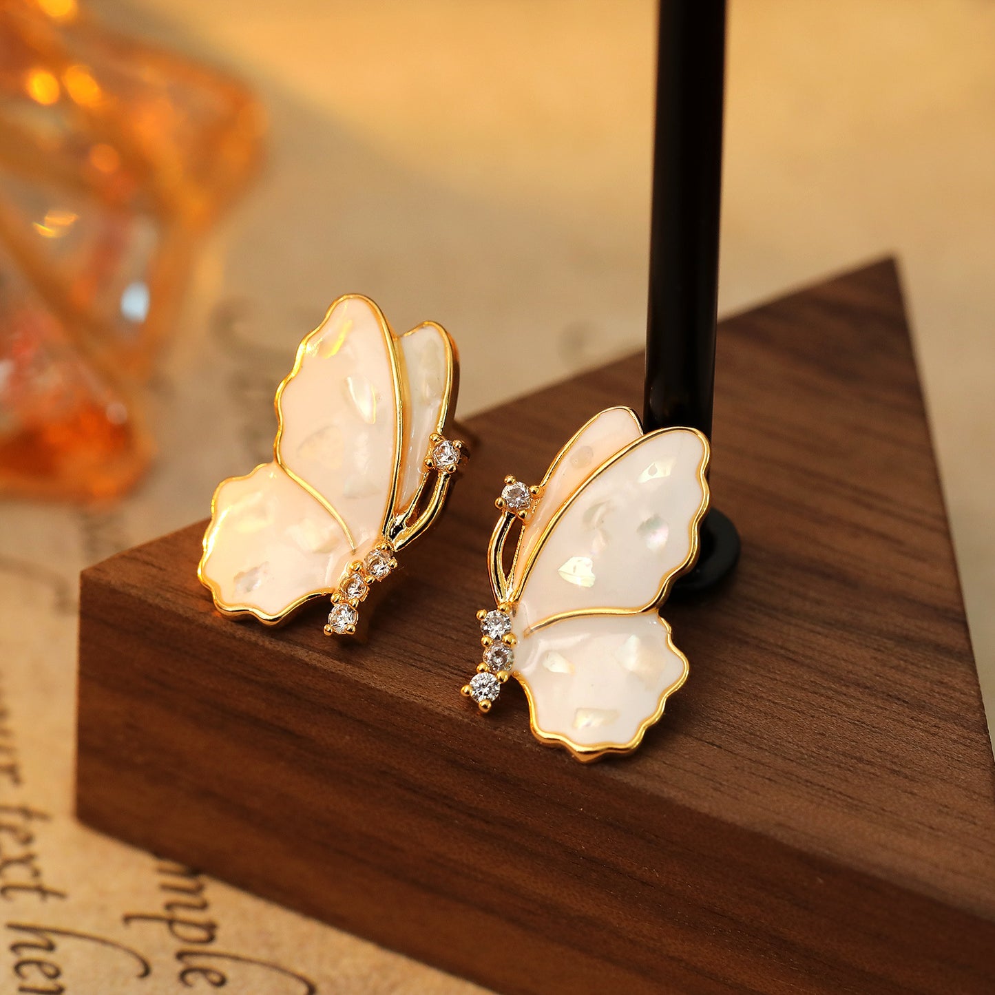 White Butterfly Studs