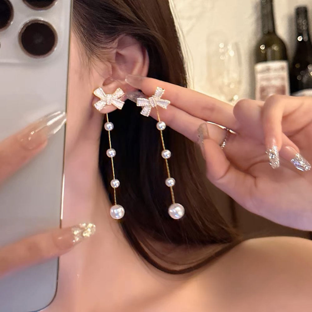 Bow Tie Tassel Earrings