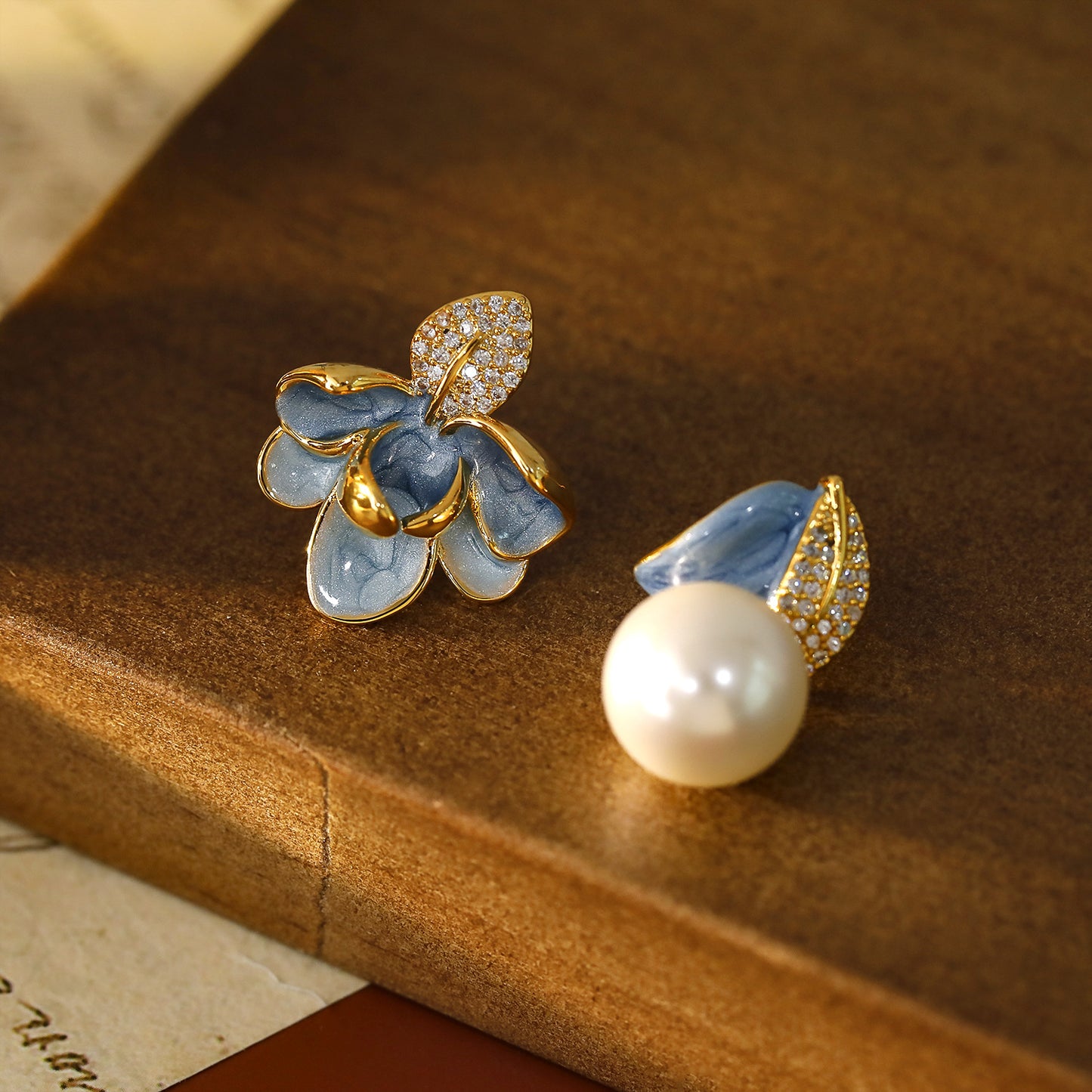 Camellia Pearl Asymmetric Studs