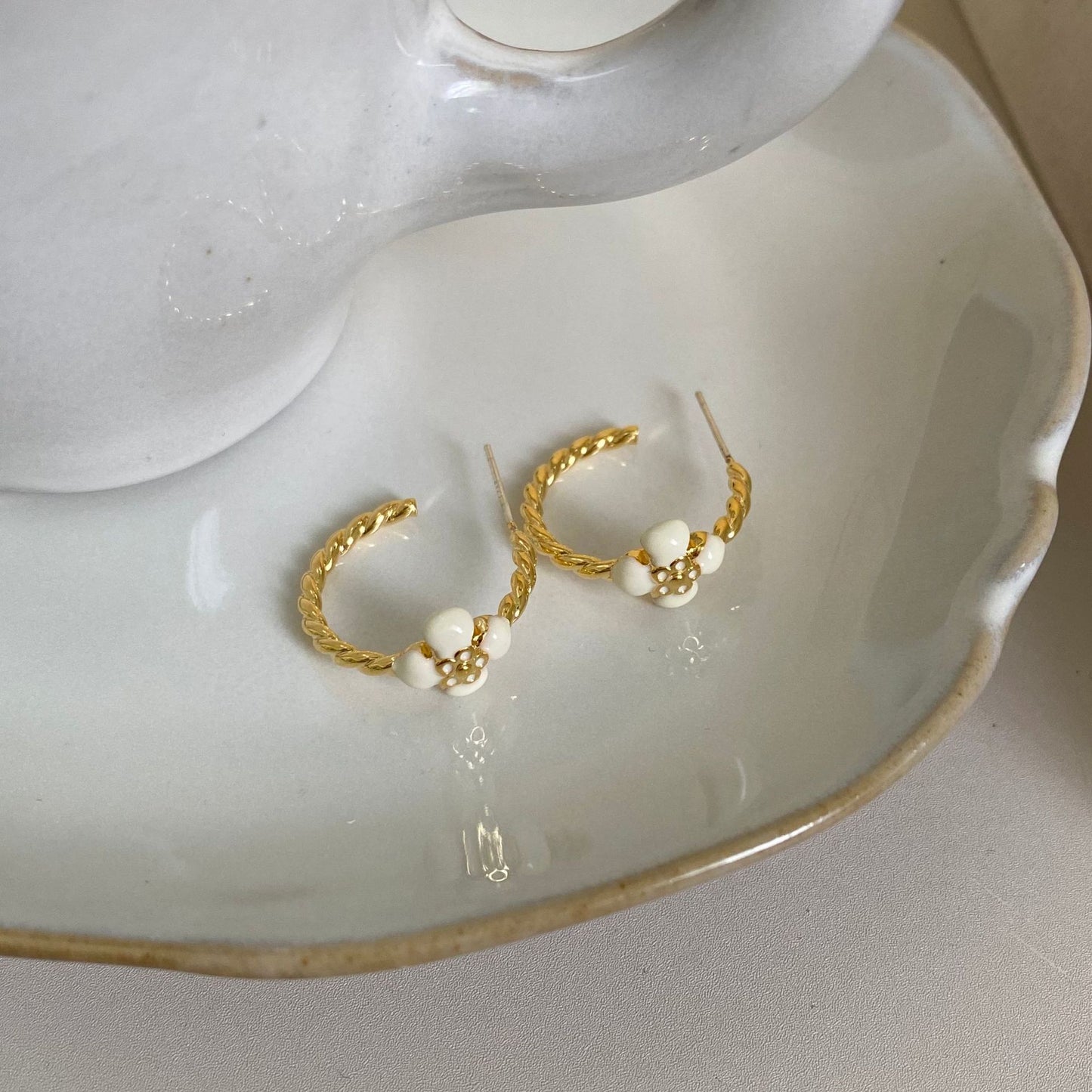 Camellia Hoop Earrings