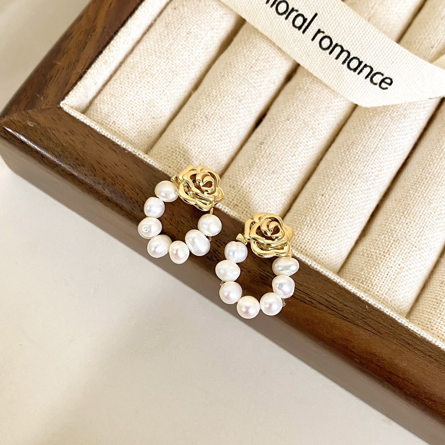 Camellia Lace Pearl Studs
