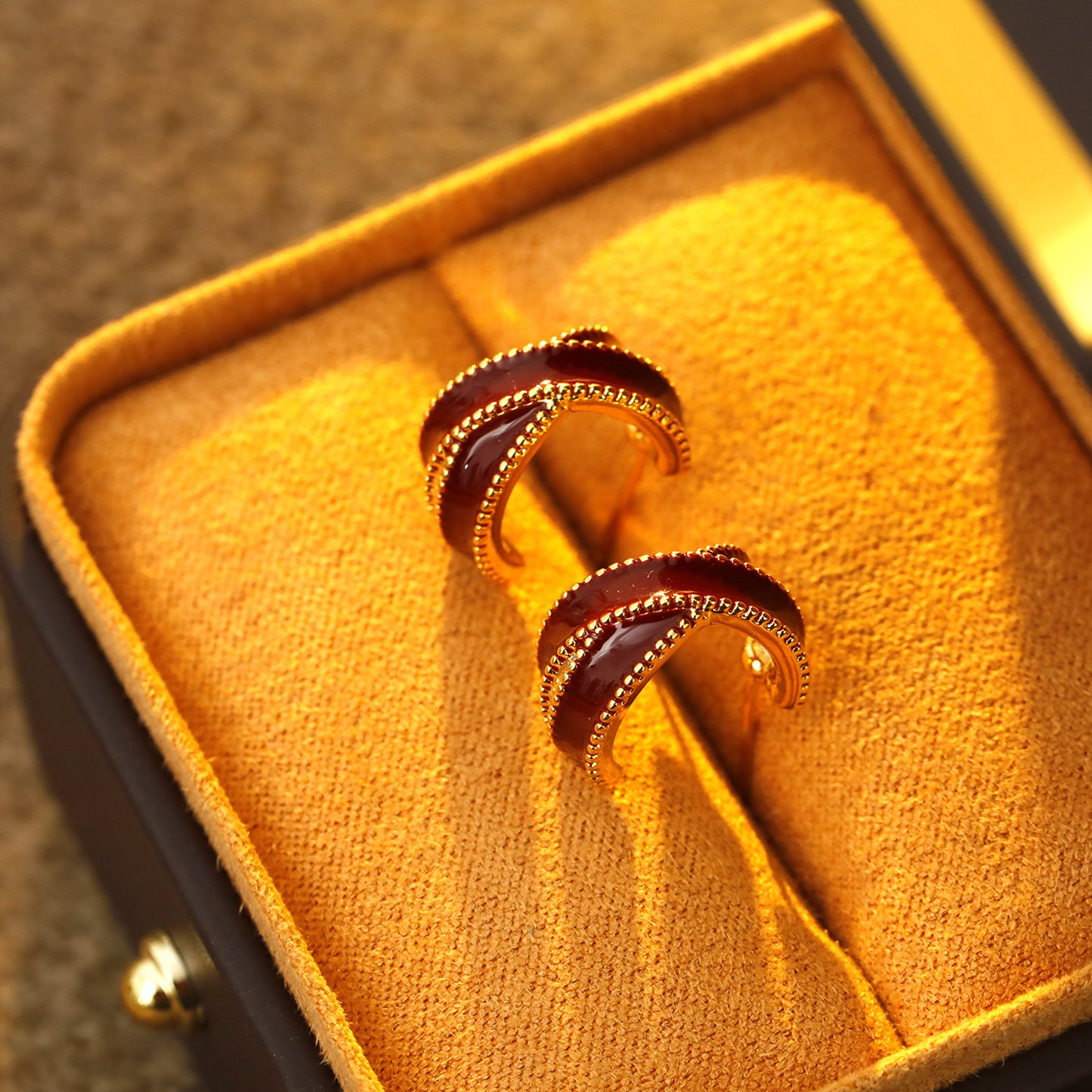 Red Hoop Studs