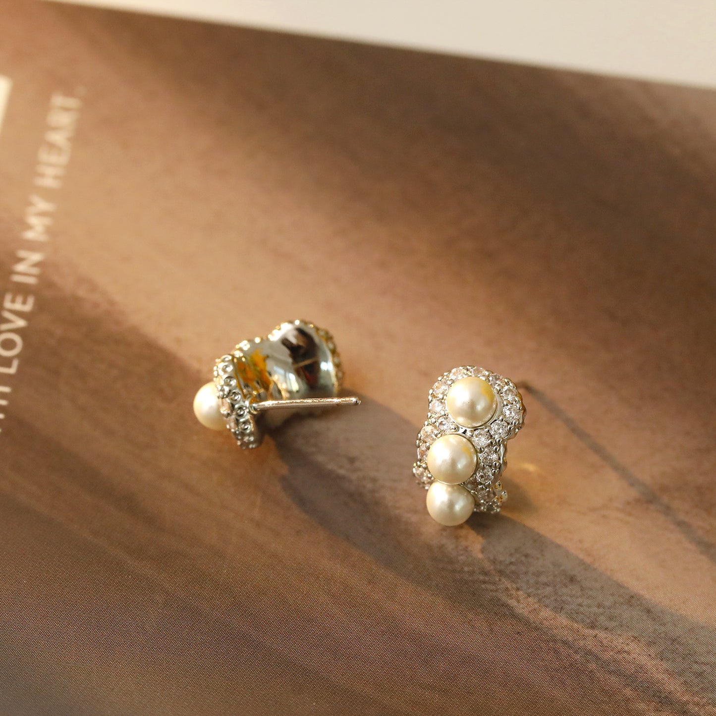 Silver Pearl Hoop Studs