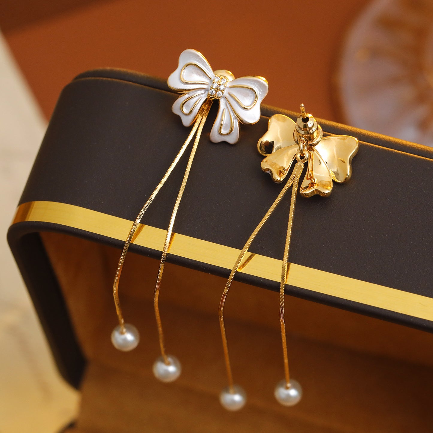 Bow Tie Tassel Earrings