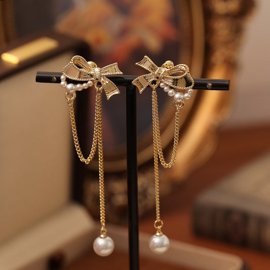 Bow Tie Tassel Earrings