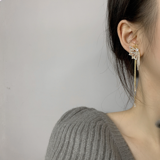 Starlit Butterfly Tassel Earrings
