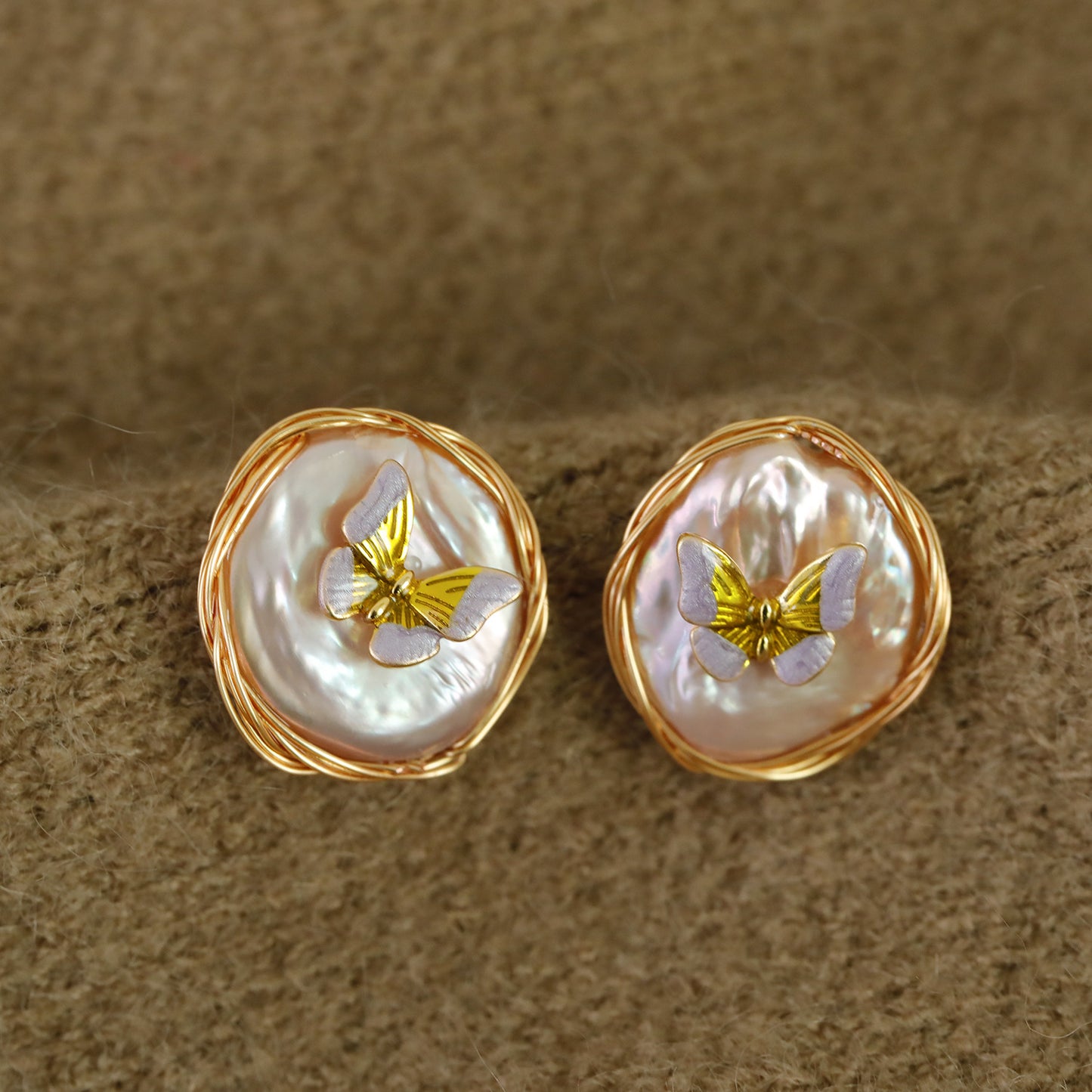 Natural Pink Pearl Earrings and Bracelet Set