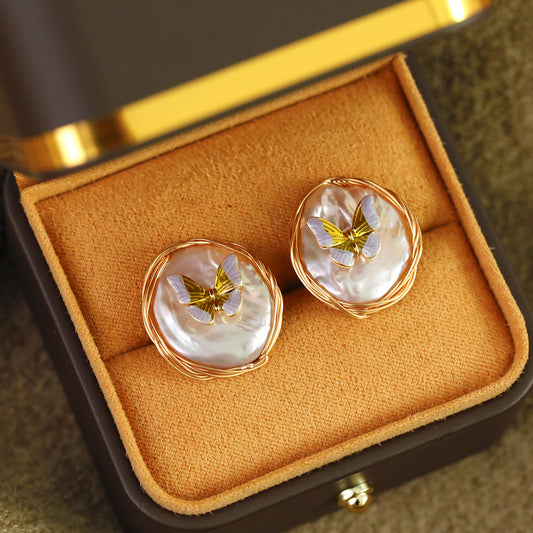 Natural Pink Pearl Studs
