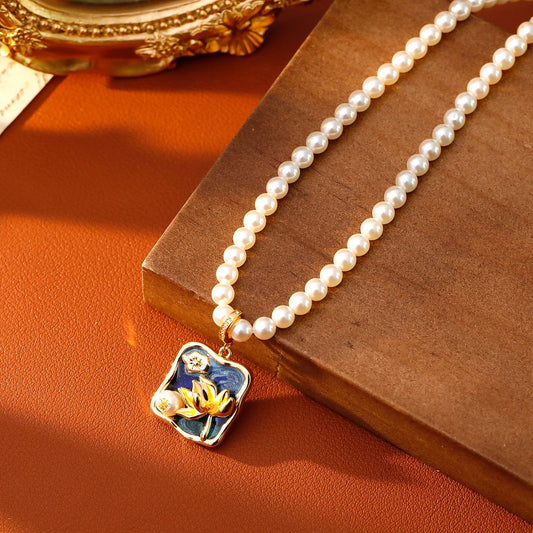 Pearl Oil Painting Necklace