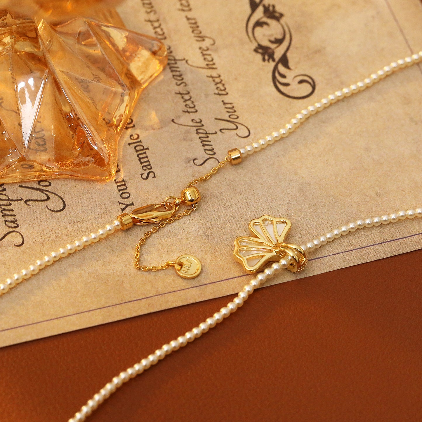 Ginkgo Leaf Pearl Necklace