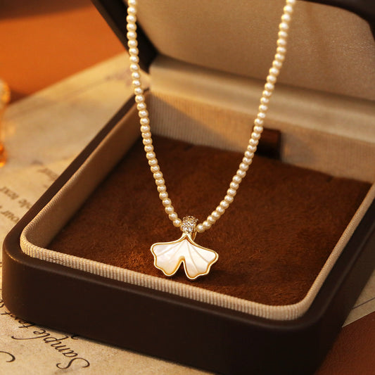 Ginkgo Leaf Pearl Necklace