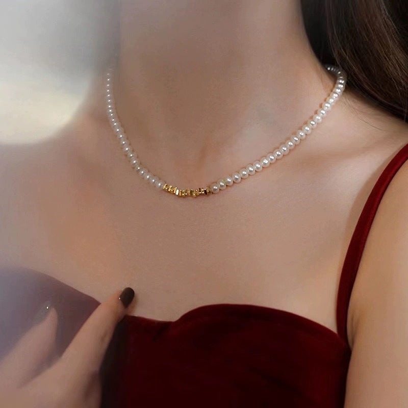 Gold Charms Pearl Necklace