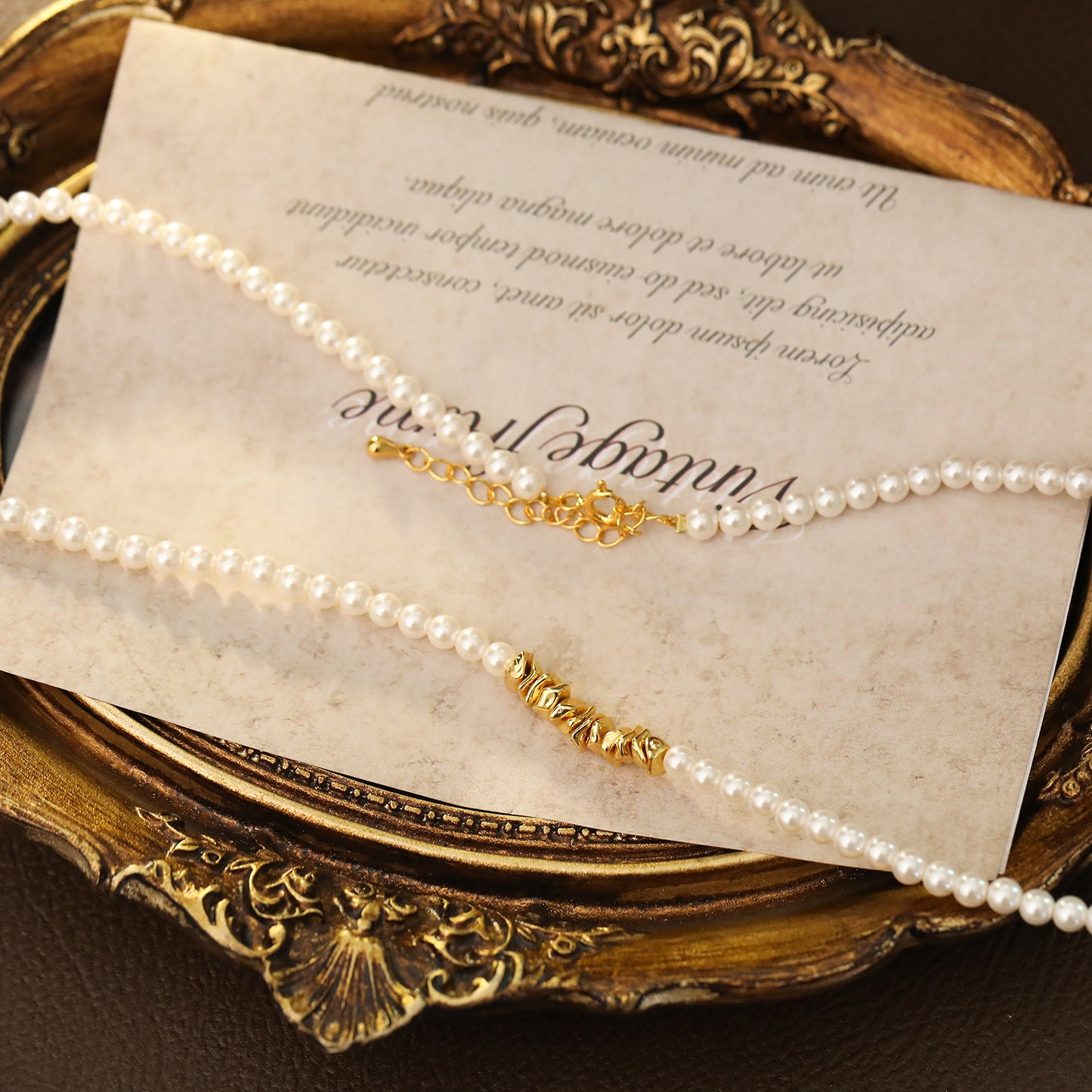Gold Charms Pearl Necklace
