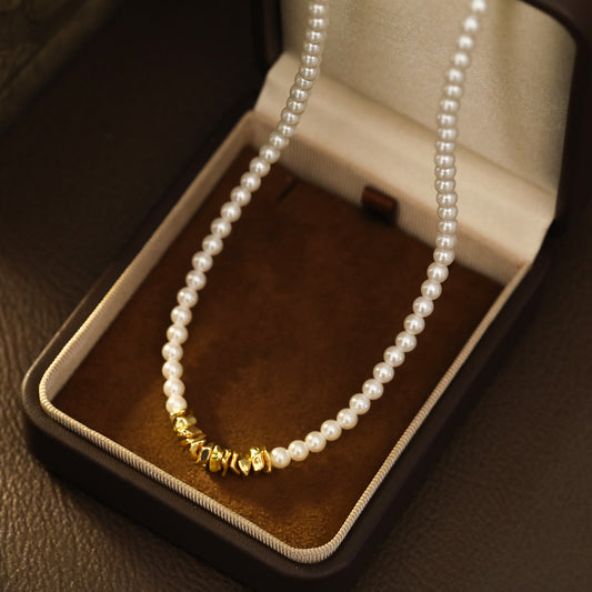 Gold Charms Pearl Necklace