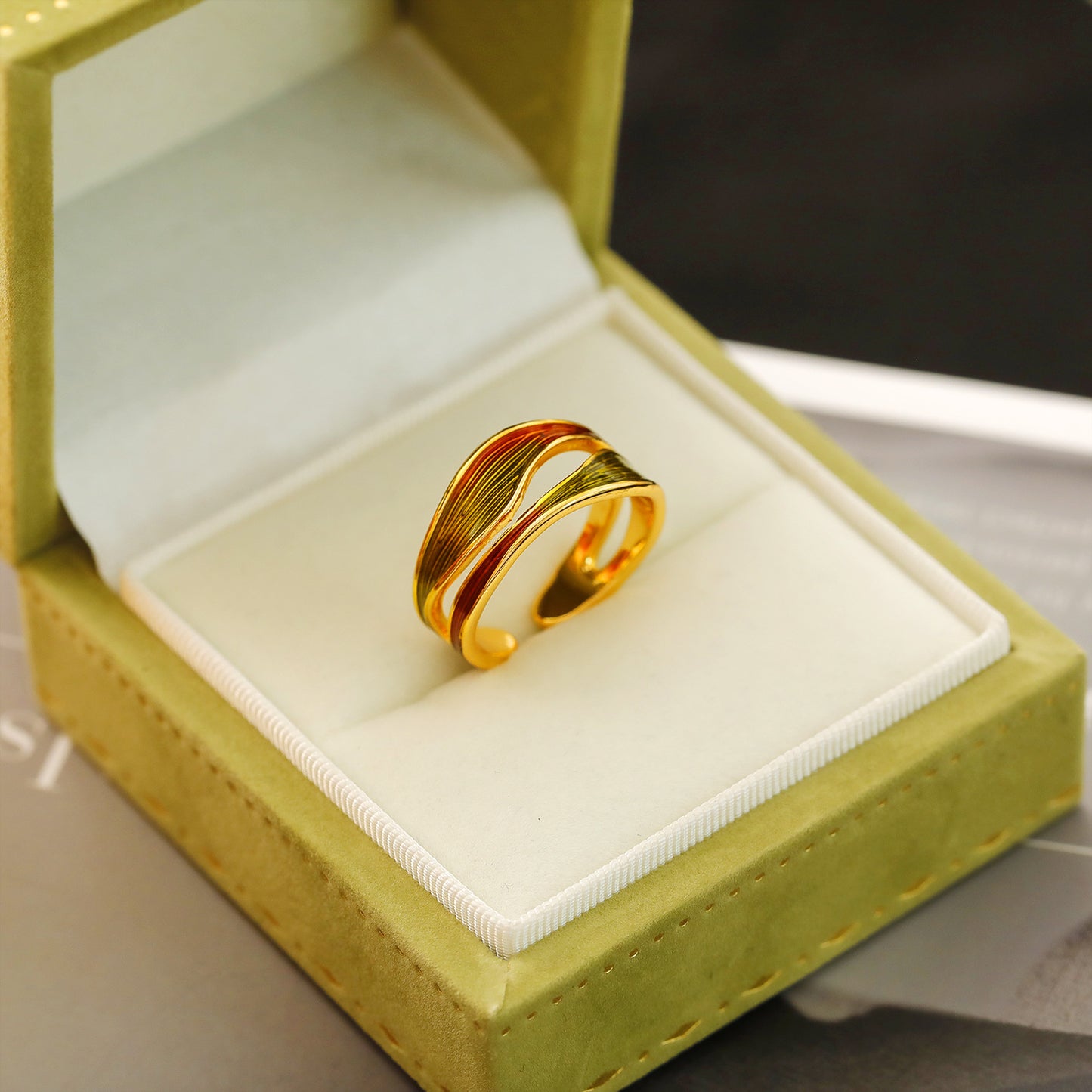 Stacked Olive Green Ring